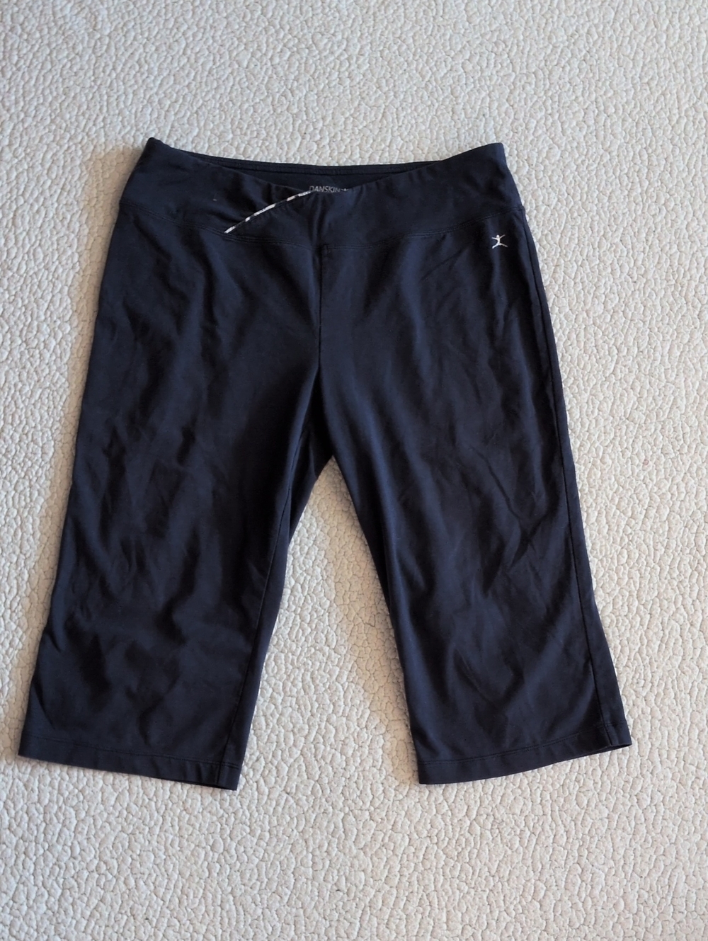 Danskin Athletic Pull On Cotton Blend Activewear Cropped Capri Leggings Fitted